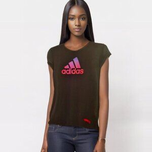 Adidas Climalite Short sleeve Go-To Performance pink logo T shirt Sz M